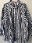 WOMAN WITHIN Size 3X (30/32) Blue/Whites Stripes 3/4 Sleeve Blouse Shirt Top