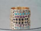 VINTAGE SOLID 14K GOLD 4 STACKING DIAMOND TURQUOISE BLUE & RED STONE RING