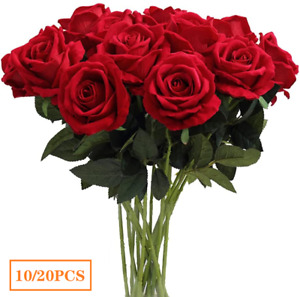 10/20PCS  Silk Rose Artificial Flowers Fake Bouquet Wedding Home Party Decor USA