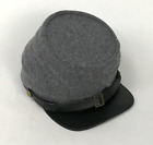 Confederate Civil War Kepi of Grey Wool with Leather Brim - Size Extra Large