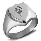 Stainless Steel Howling Mad Wolf Shield Crest Biker Plain Mens Signet Ring