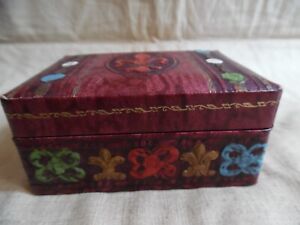 Old Leather Covered Wood Box With Fleur De Lis Design Italy