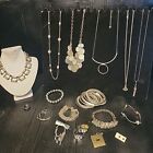 Vintage ~ Now Costume Jewelry Lot Silver WearResell Necklaces Bracelets Lot#185