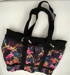 Tropical Nylon Tote Travel Shoulder Bag Flamingo Print CarryOn  Shopping Work