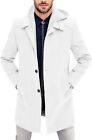 PASLTER Mens Trench Coat Wool Blend with Detachable Lining Single Breasted Pea C