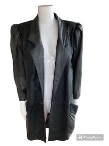 80's Vintage Women's Black Leather Oversized Blazer Gino di Giorgio Size Small