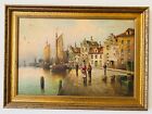 Antique big oil on canvas painting, first half of 19th century framed, Dutch