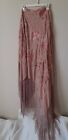 Antique Silk Piano Shawl Dust Pink Embroidery Floral 52x50 Long 17