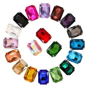 20 Crystal Glass Rectangle Sewing Rhinestones Rose Montees Beads 10X14mm 13X18mm