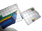 VINTAGE CANNON GRID GRAPH TRIANGLES BLUE GREEN GEOMETRIC (2P) Twin SHEET SET