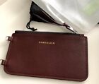 New Bandolier  Classic Pouch  Wristlet Pebble Leather Zip Pouch Wine Silver New