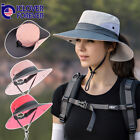 Women Sun Hat Summer Bucket Wide Brim Ponytail Boonie UV Protection Beach Cap