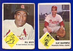 New Listing2 CARDINALS phillies  LOT 1963 FLEER #63 BILL WHITE #52 CLAY DALRYMPLE