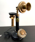 Rotary Dial Candlestick Phone Antique Brass American Landline Telephone Vintage
