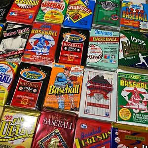 100 Vintage Baseball MLB Cards In 8 Factory Sealed Packs Unopened Lot HOF Rookie