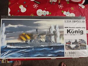 Aoshima 1/350 WW1 German Battleship Konig Ironclad New Open Box
