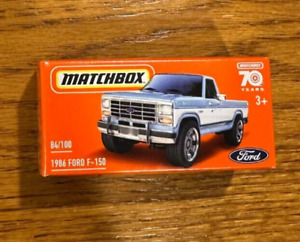 2023 Matchbox Power Grabs 1986 Ford F150 Pickup Light Blue #84/100 F-150