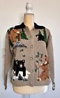 Vintage Design Options Size Small Women’s Brown Sweater Cardigan Bears In Forest