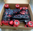Trac Star Adjustable Sizing Red Black Boys Roller Skates 3-6