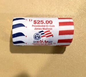 2007 D James Madison #4 Presidential Dollar Coin $1 Roll $25 