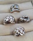 Lot of 4 Vintage Sterling Silver Bands Rings All Unusual Chunky Designs