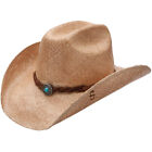 STETSON Men's Flatrock Straw Shapeable Natural/Burned Cowboy Hat - All Sizes