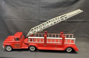 Antique Original 1950s Buddy L BLFD #3 Pressed Steel Fire Truck Toy With Ladder
