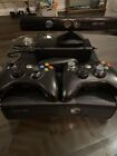Microsoft Xbox 360 S Model 1439 Black Console With AC Power Cord & 2 Controllers