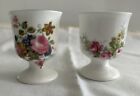 New ListingLot of 2 SILTONE England Egg Cups Floral Pink Flowers White Bone China
