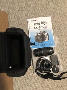 Canon rebelxt eos 350d camera W 2 Lenses 75-300Mm Canon Efs 18-55 Mm LenS Tested