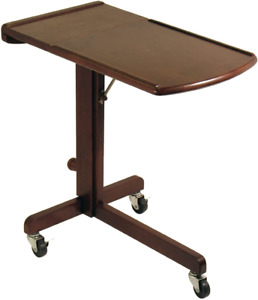 Hospital over Bed Table Rolling Desk Top Laptop Food Wooden Tray Adjustable Tilt