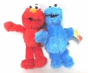 Sesame Street Elmo and Cookie Monster Stuff Plush Doll Set New 10-12 inches New