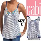 CAbi Womens Cami #796 Harlow blue white stripe floral sleeveless Tank top Small
