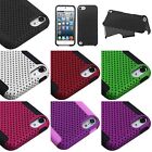 iPod Touch 5th 6th 7th Gen - HARD&SOFT Rubber Hybrid Mesh Dual Layer Case Cover