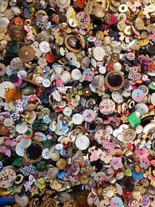 Lot of 100 Sewing Buttons Old New and sometimes Vintage too!  Scrapbooking Quilt