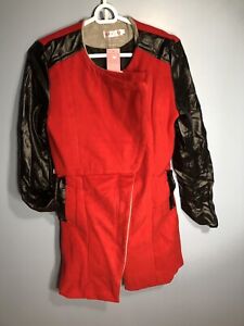Korean Fashion Jacket Size XL Fits SMALL RED BLACK PEACOAT Fall