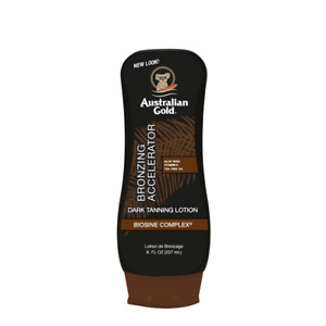 Australian Gold Dark Tanning Accelerator Lotion with Bronzer, 8 Ounce, New Packa