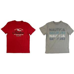 Nautica Mens Crewneck Graphic Ribbed Collar Cotton T-Shirt