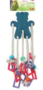8in1 LOTS OF LEGS Wood Blue BEAR Rope Bird Toy Small-Medium Pets Ecotrition