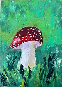 Mushroom Painting Fly Agaric acrylic Painting Mushroom Artwork Mushroom Decor