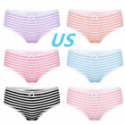 US Womens Stripe Cotton Knicker Panties Anime Japanese Bowknot Briefs Underwear