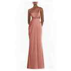 Vivian Diamond Dressy Collection One-Shoulder Satin Gown Knotted Bodice Rose