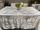 L Vintage French Point De Venice Needle Lace Crochet Table Cloth Tablecloth 235c