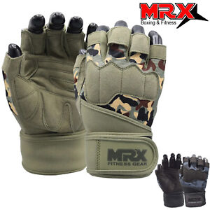 MRX Men Weightlifting Gloves Gym Exercise Fingerless Wrist Support Lifting Glove
