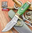 New ListingCustom Hunting Skinner Knife Twist Damascus Hard Wood Brass Guard Gift Minature