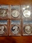 Lot of (6) PCGS PR70DCAM American Silver Eagles - 1st  & last year's, type 1 &2!