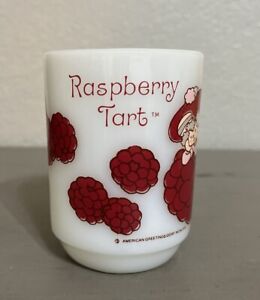 Vintage 1980 Raspberry Tart Anchor Hocking Milk Glass Mug Strawberry Shortcake