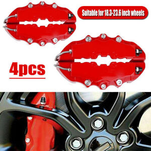 4PCS Red 3D Front+Rear Car Disc Brake Caliper Cover Parts Brake Accessories New