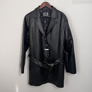 Collezione Black Leather Jacket Women Size XL Long Belted Italian Buttery Soft