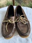 Sperry Top-Sider Shoes Mens 11M Boat Deck Genuine Leather Brown 2-Eye Lace-Up
